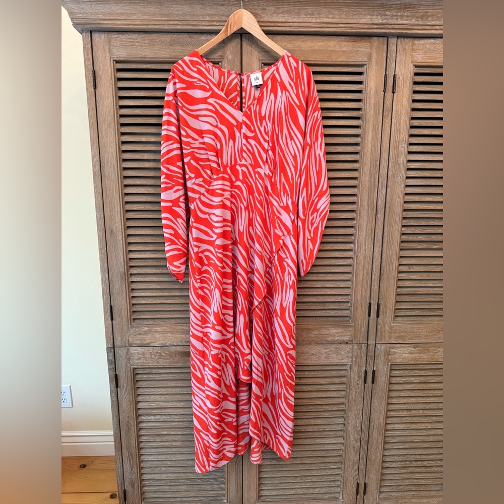 CAbi hot pink and lavender Zebra Print chiffon Maxi Dress
